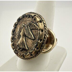 HSN Designer Ring Angel Turquoise Bronze Muse By Gypsy Artisan size 9 Oval